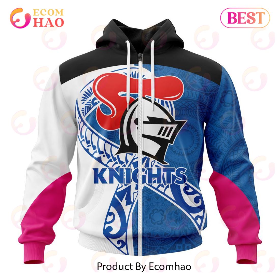 NRL Newcastle Knights Specialized Kits Samoa Fight Cancer 3D Hoodie