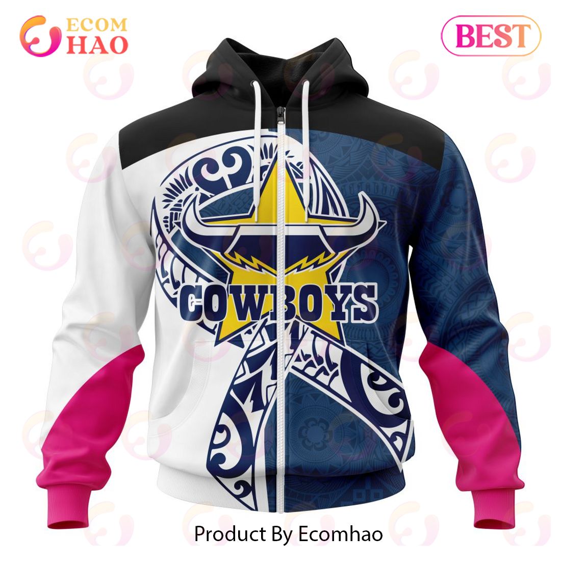 NRL North Queensland Cowboys Specialized Kits Samoa Fight Cancer 3D Hoodie