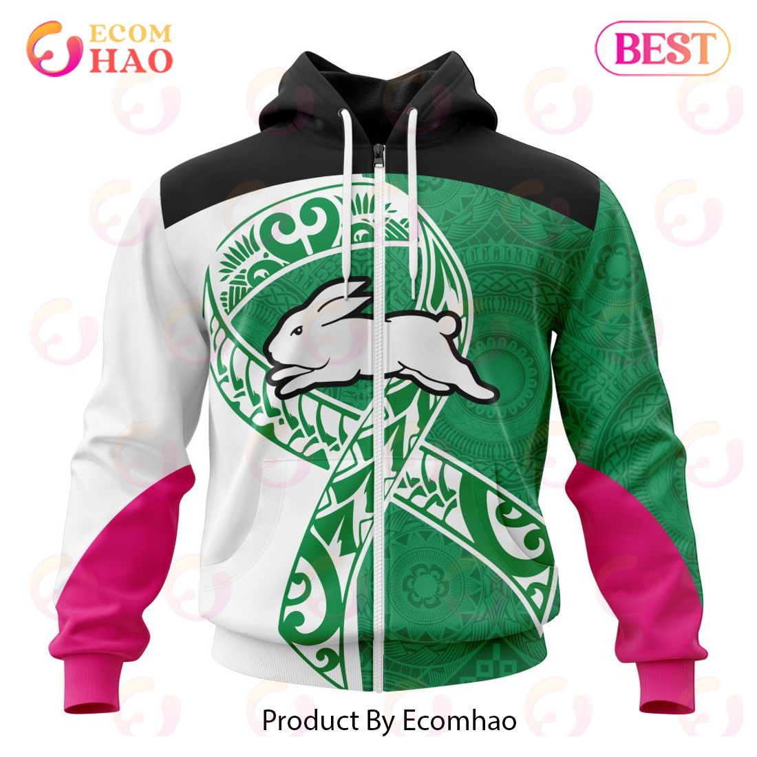 NRL South Sydney Rabbitohs Specialized Kits Samoa Fight Cancer 3D Hoodie