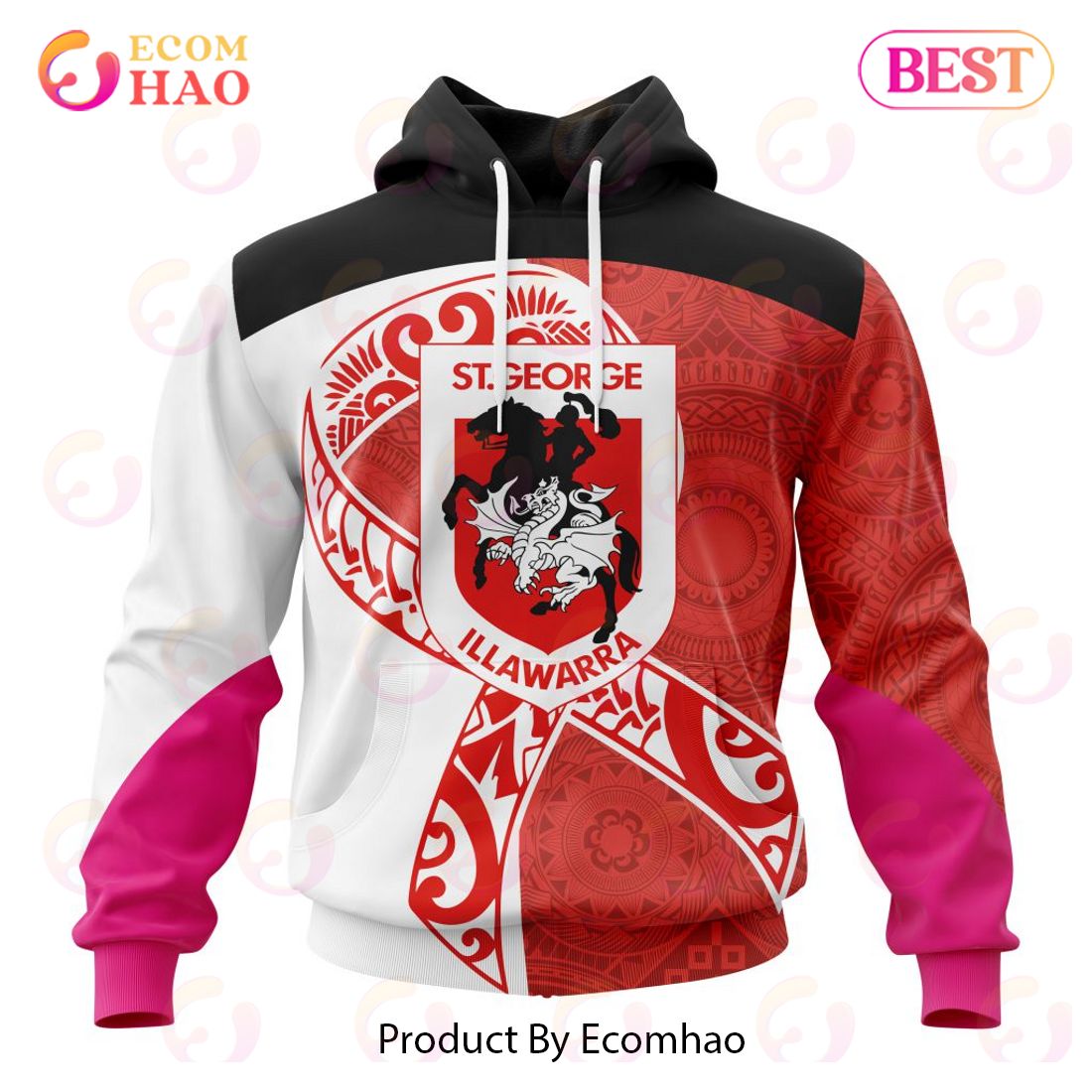 NRL St. George Illawarra Dragons Specialized Kits Samoa Fight Cancer 3D Hoodie