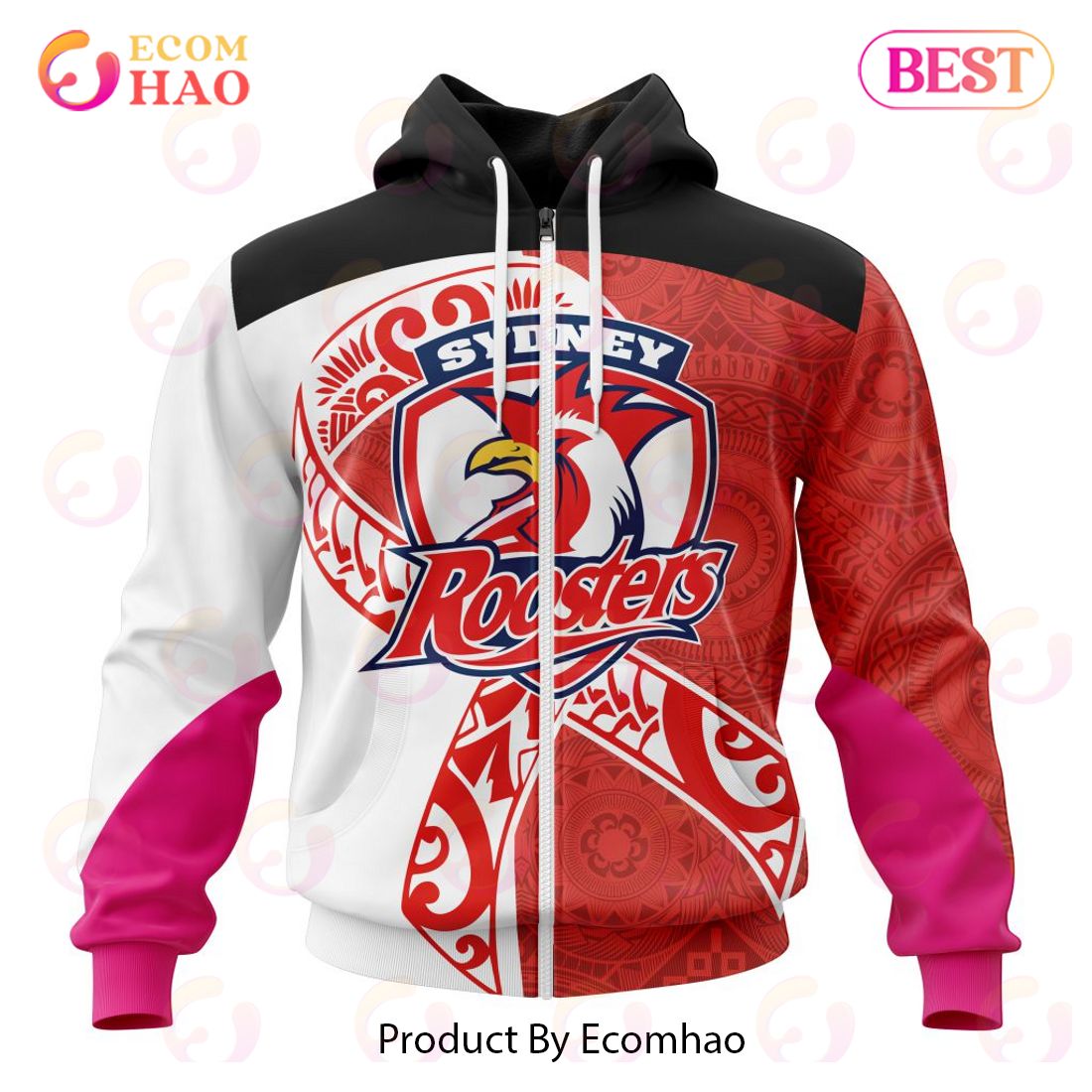 NRL Sydney Roosters Specialized Kits Samoa Fight Cancer 3D Hoodie