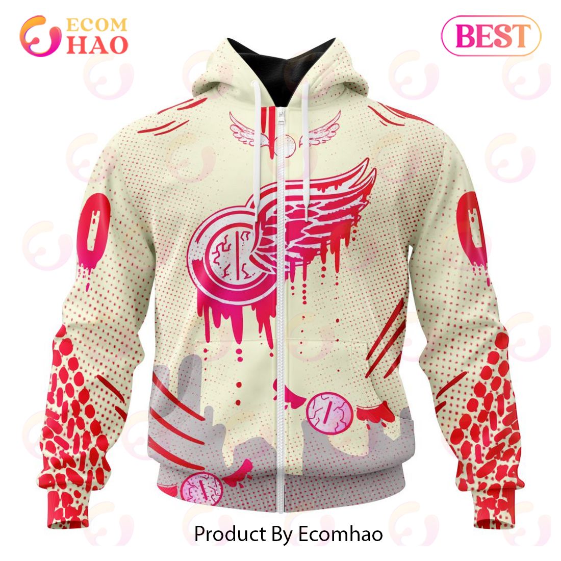 NHL Detroit Red Wings Specialized Jersey For Halloween Night 3D Hoodie