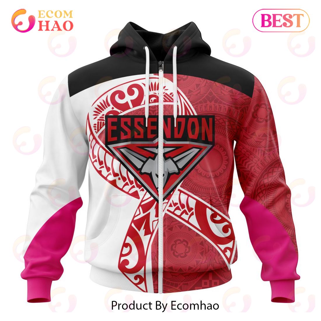 AFL Essendon Football Club Specialized Kits Samoa Fight Cancer 3D Hoodie