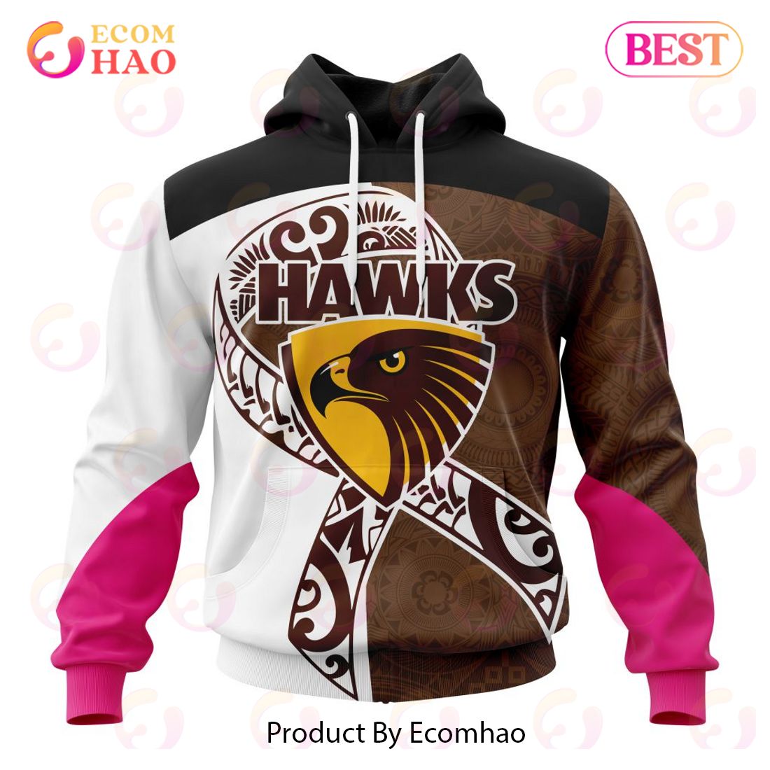 AFL Hawthorn Football Club Specialized Kits Samoa Fight Cancer 3D Hoodie