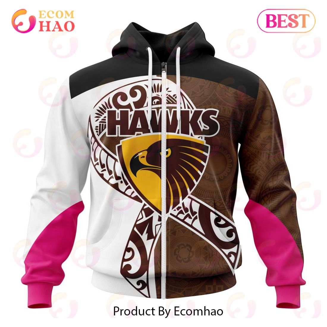 AFL Hawthorn Football Club Specialized Kits Samoa Fight Cancer 3D Hoodie