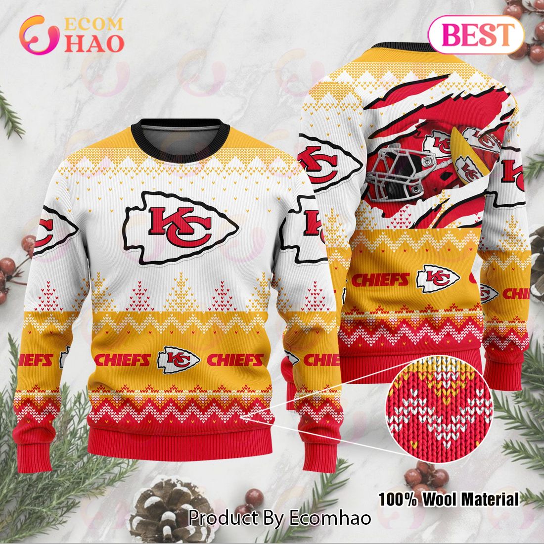 Kansas City Chiefs ,Ugly Sweater Party,ugly Sweater Ideas- Ugly Christmas Sweater - OwlOhh