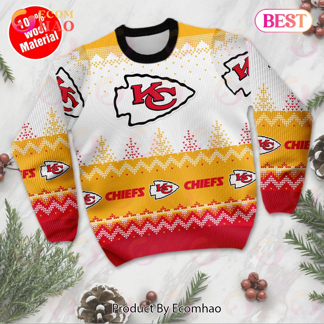 Kansas City Chiefs Christmas Cool Reindeer 3D Ugly Christmas Sweater For  Fans - Banantees