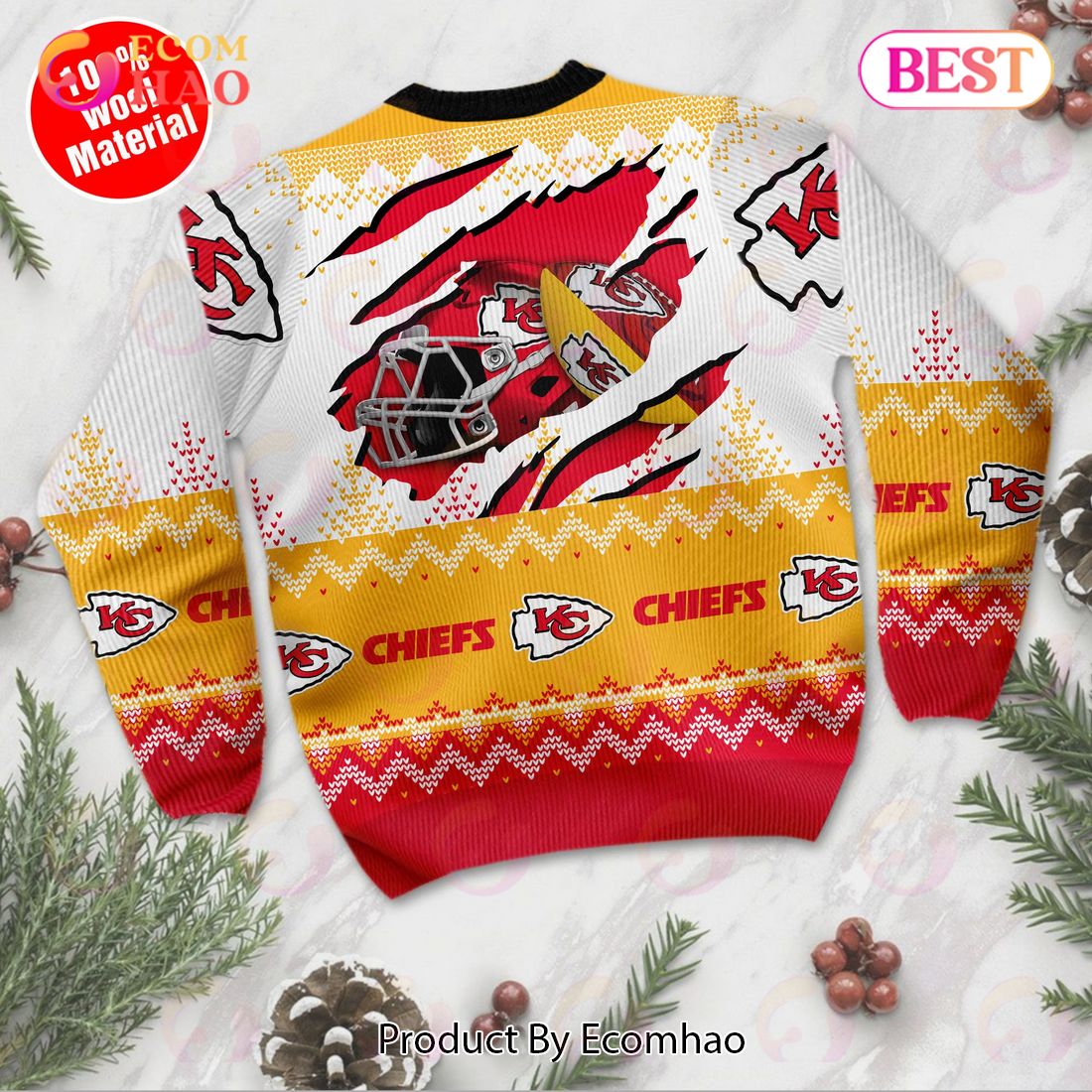 NFL Kansas City Chiefs Custom Name And Number Ugly Christmas Sweater  Christmas Gift For Sport Team - Banantees