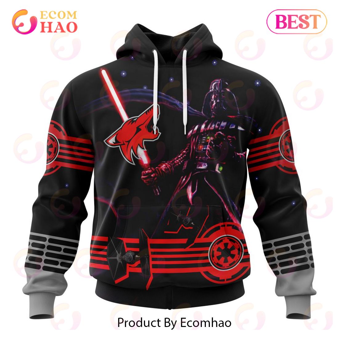 NHL Arizona Coyotes Specialized Starwar Darth Vader Version Jersey 3D Hoodie