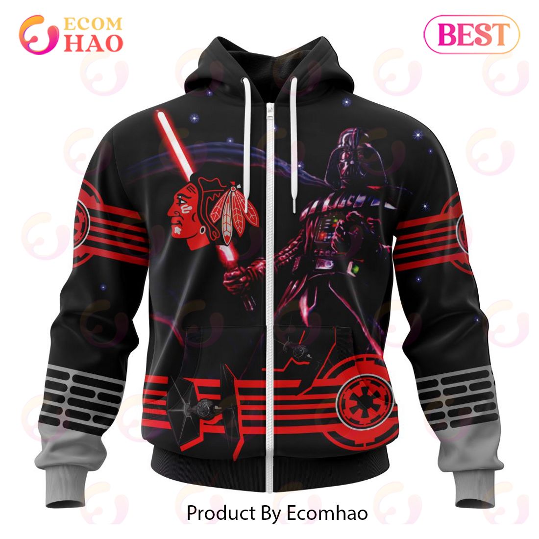 NHL Chicago BlackHawks Specialized Starwar Darth Vader Version Jersey 3D Hoodie