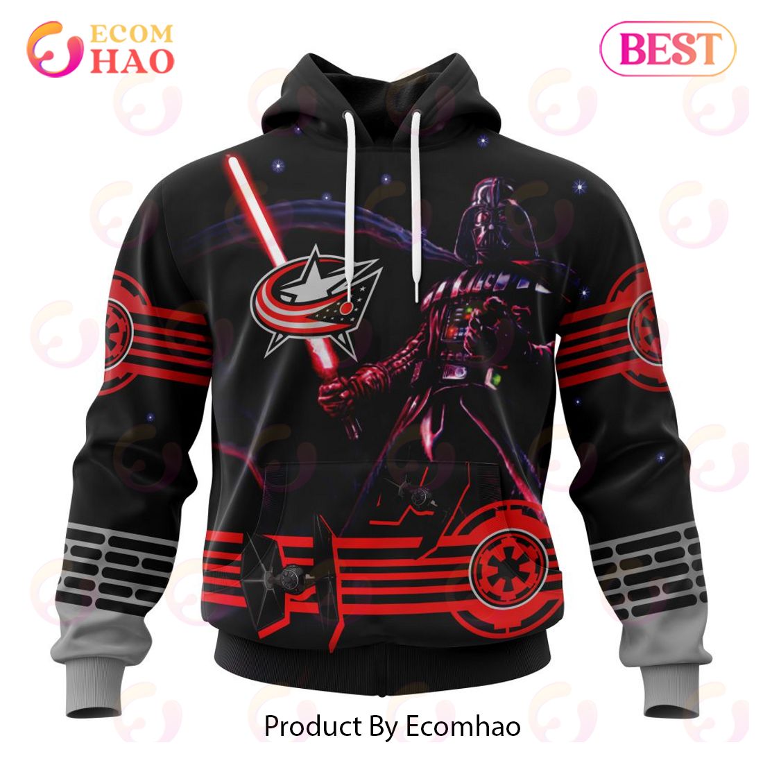 NHL Columbus Blue Jackets Specialized Starwar Darth Vader Version Jersey 3D Hoodie