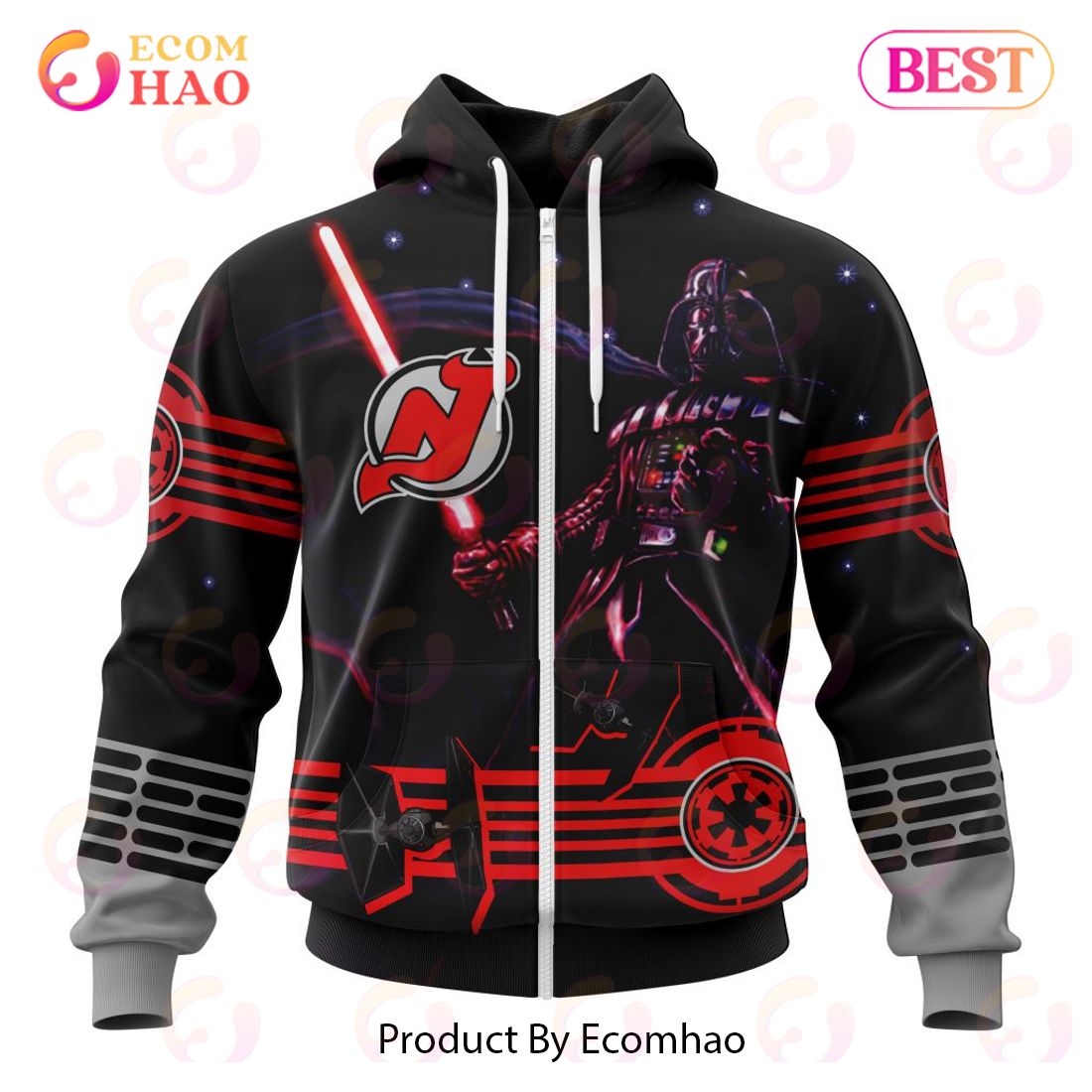 NHL New Jersey 3D Hoodie Devils Specialized Starwar Darth Vader Version Jersey 3D Hoodie