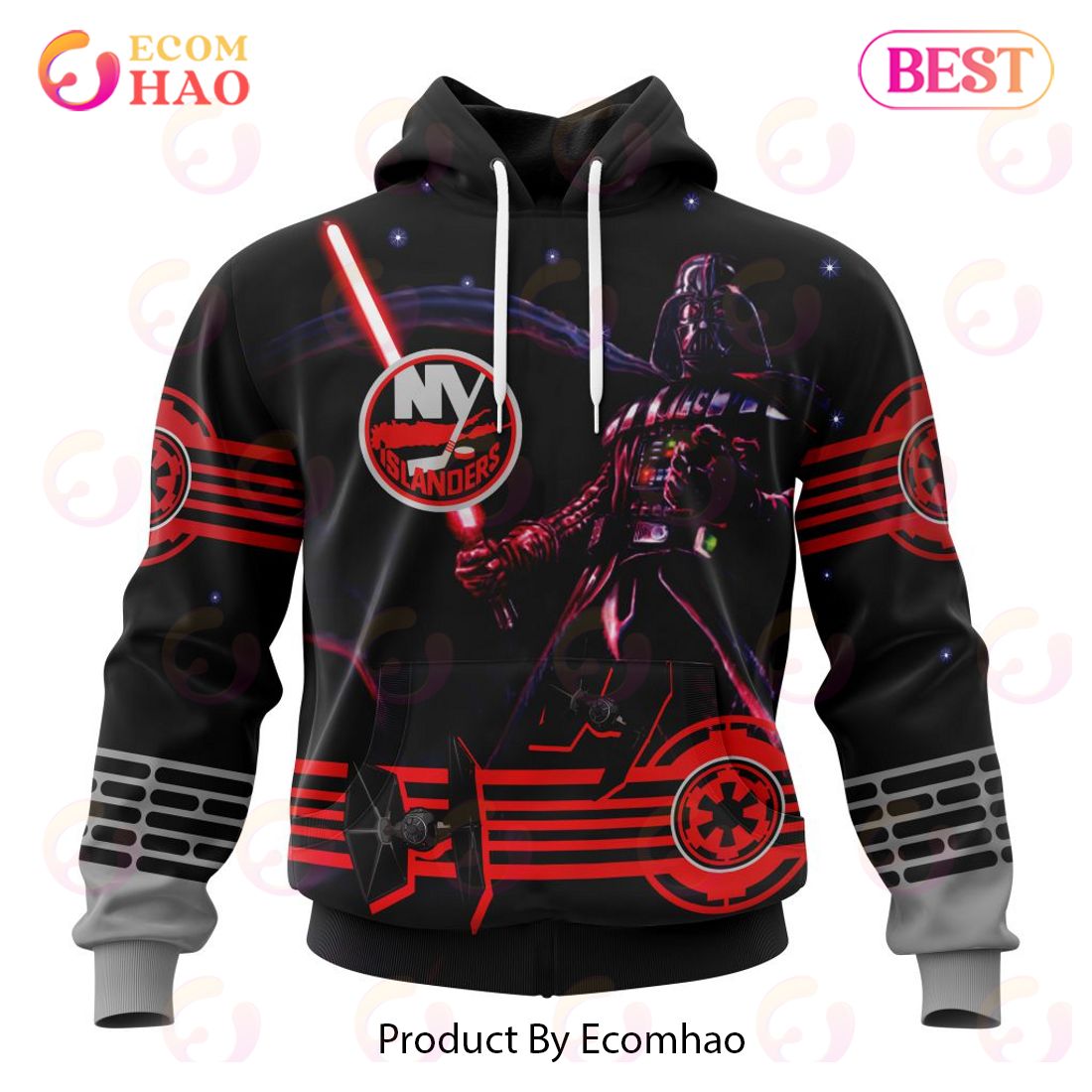 NHL New York Islanders Specialized Starwar Darth Vader Version Jersey 3D Hoodie