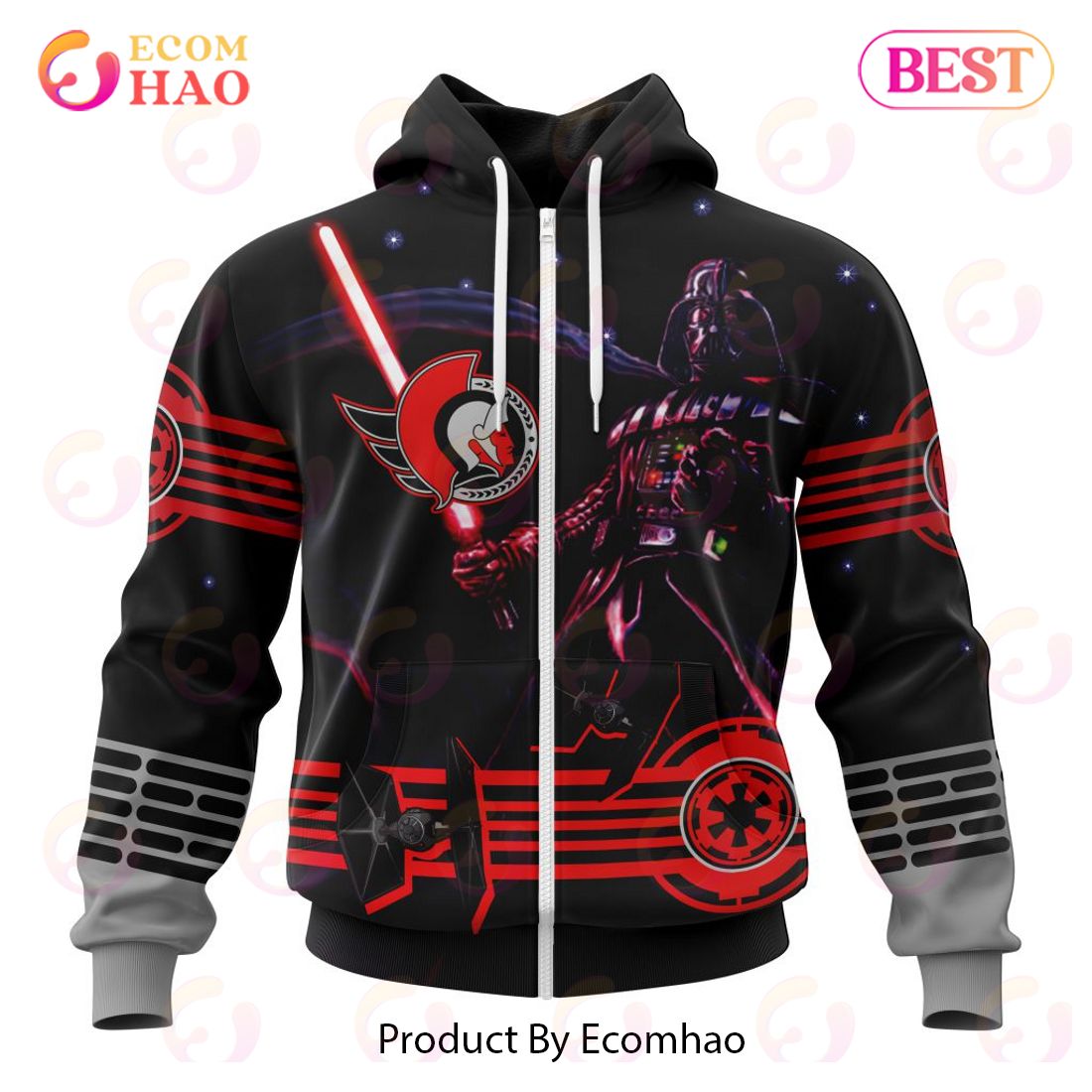 NHL Ottawa Senators Specialized Starwar Darth Vader Version Jersey 3D Hoodie