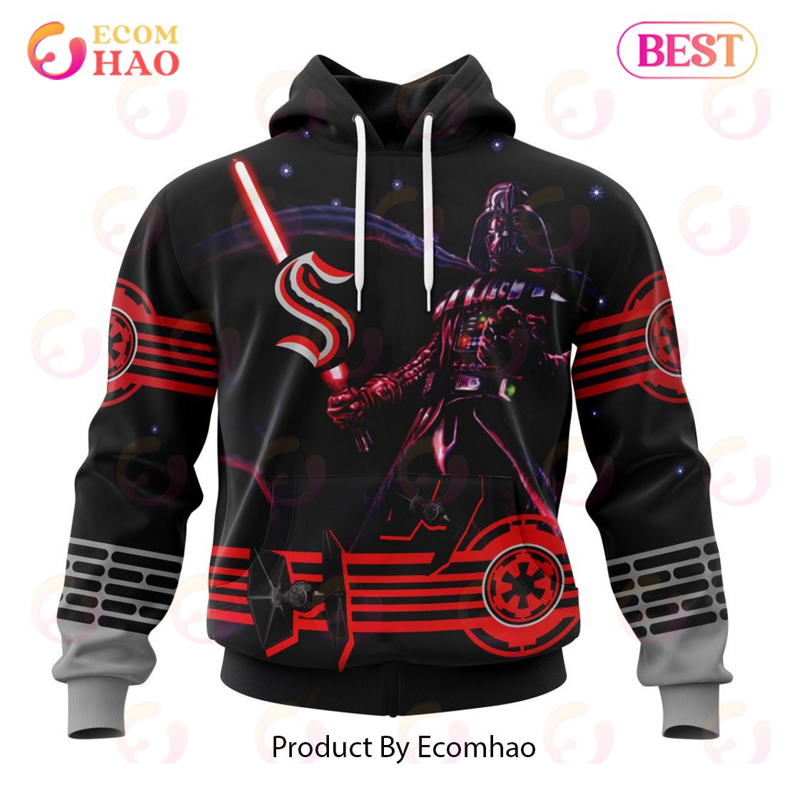 NHL Seattle Kraken Specialized Starwar Darth Vader Version Jersey 3D Hoodie