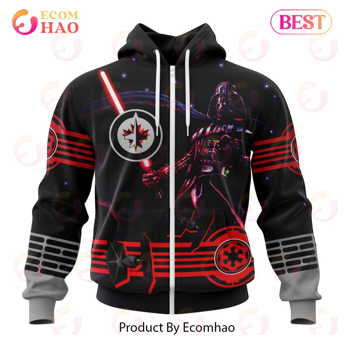 NHL Winnipeg Jets Specialized Starwar Darth Vader Version Jersey 3D Hoodie