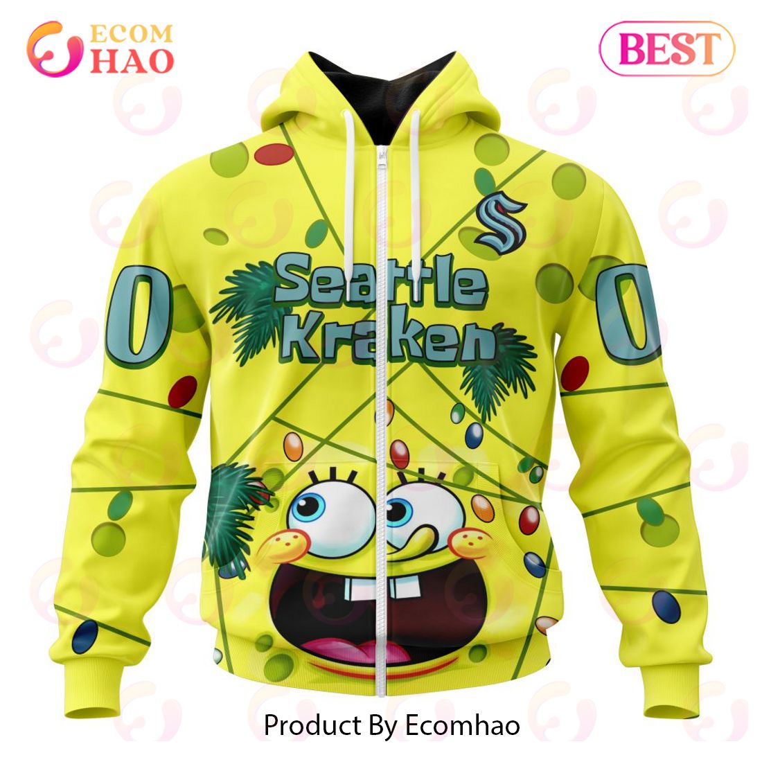 Seattle Kraken Specialized With SpongeBob Concept 3D Hoodie