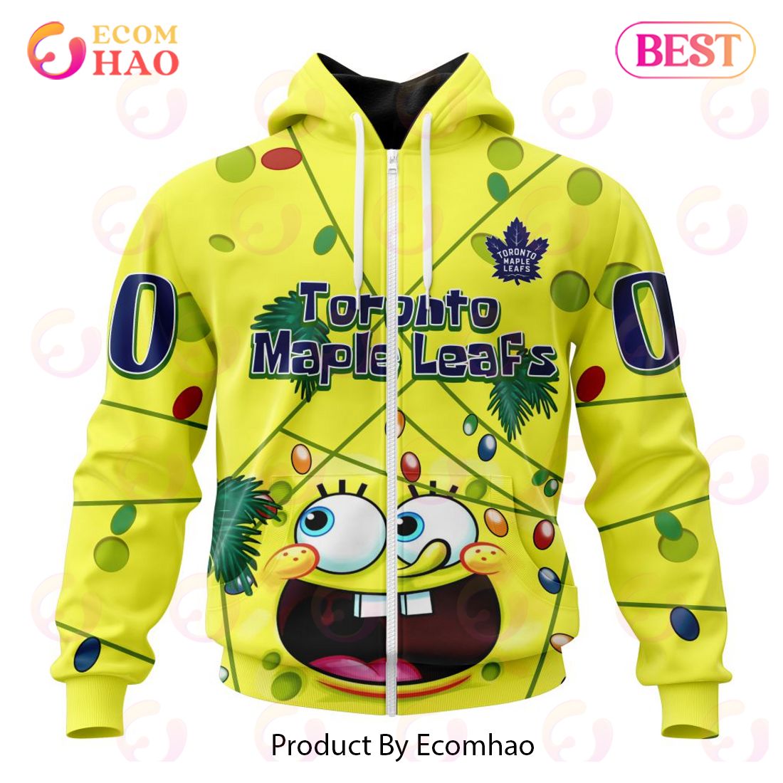 Toronto Maple Leafs Specialized With SpongeBob Concept 3D Hoodie