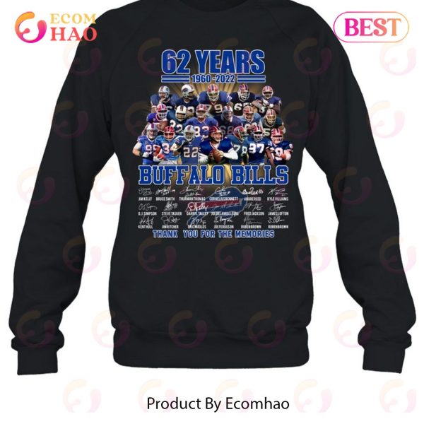 62 Years 1960 – 2022 Buffalo Bills Thank You For The Memories T-Shirt