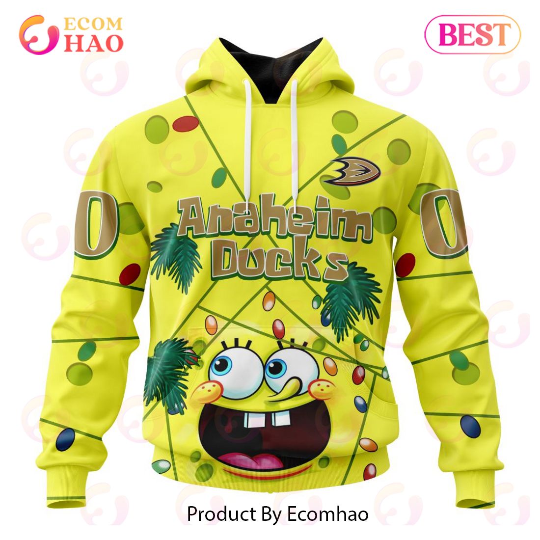 Anaheim Ducks Specialized With SpongeBob Concept 3D Hoodie