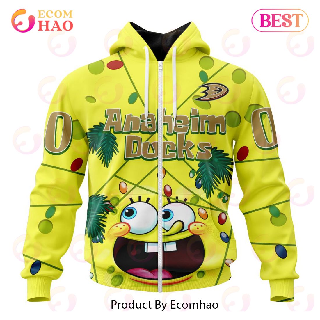 Anaheim Ducks Specialized With SpongeBob Concept 3D Hoodie