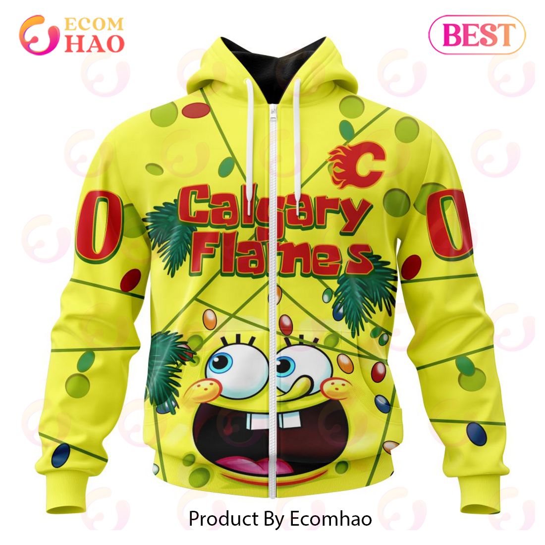 Calgary Flames Specialized With SpongeBob Concept 3D Hoodie