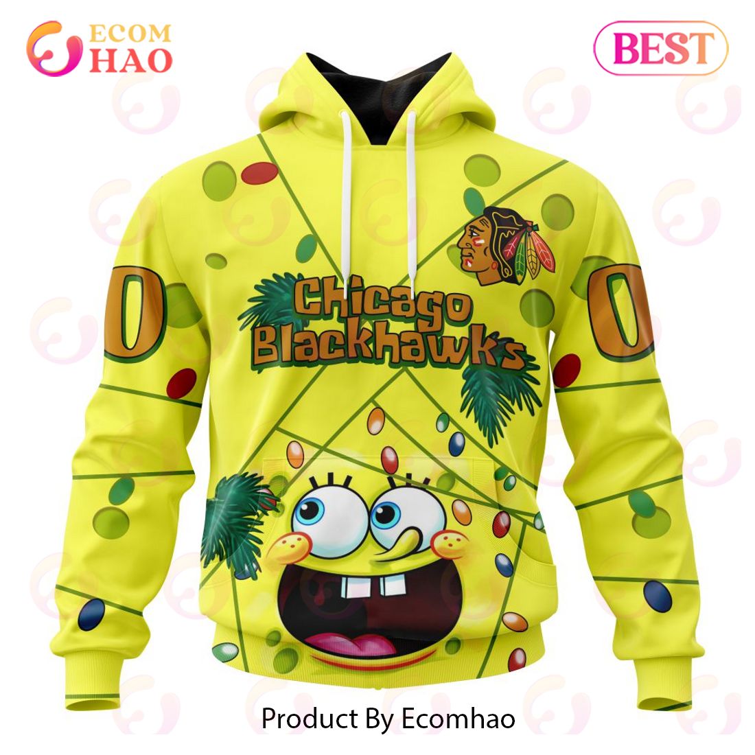 Chicago BlackHawks Specialized With SpongeBob Concept 3D Hoodie