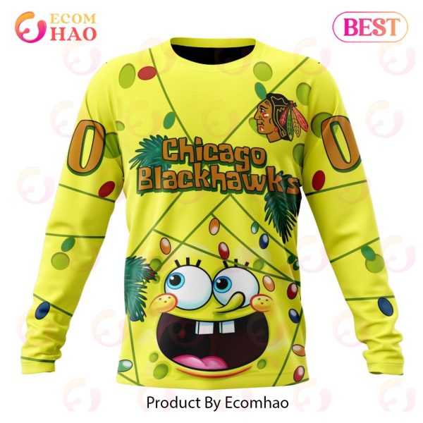 Chicago BlackHawks Specialized With SpongeBob Concept 3D Hoodie