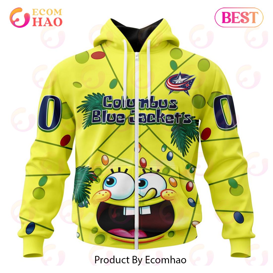 Columbus Blue Jackets Specialized With SpongeBob Concept 3D Hoodie