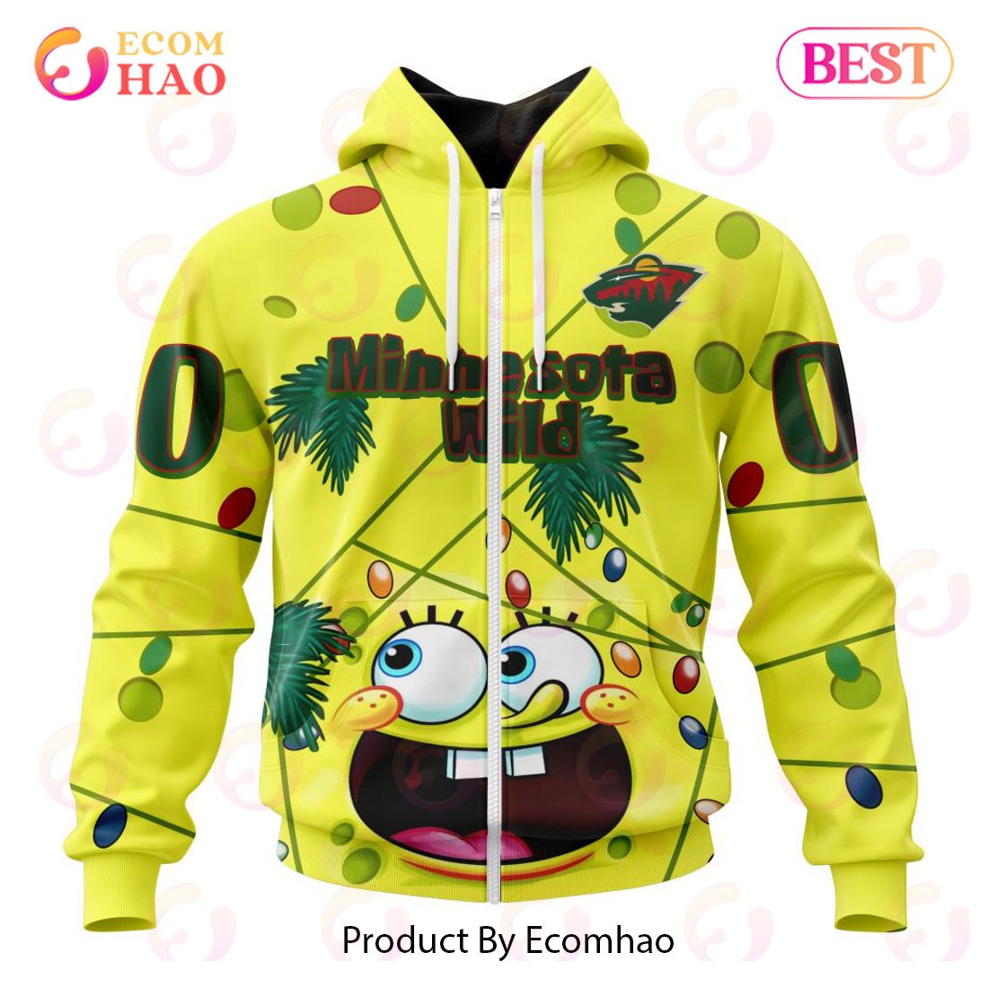 Minnesota Wild Specialized With SpongeBob Concept 3D Hoodie