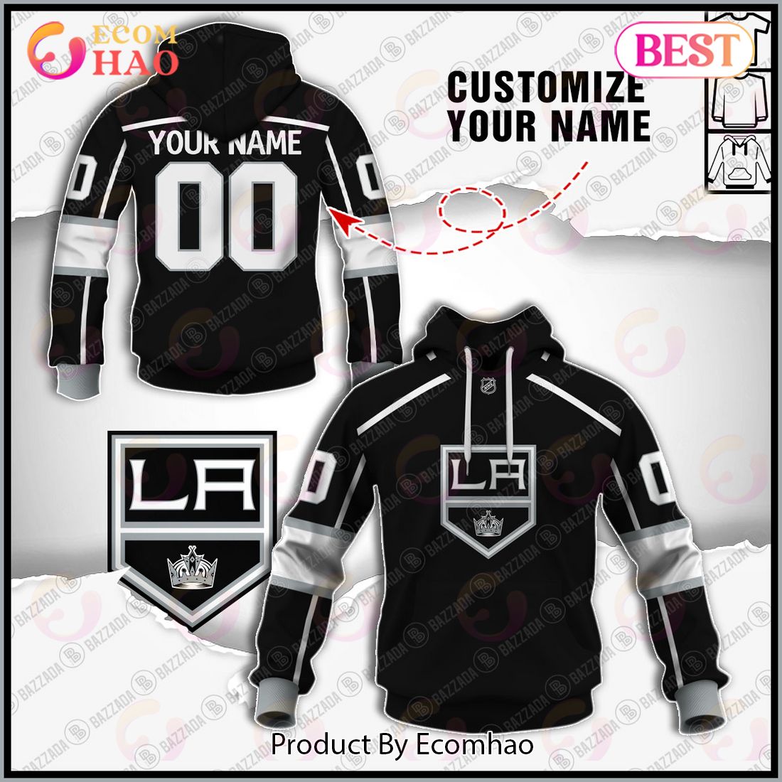 Personalized NHL Los Angeles Kings Reverse Retro Unisex 3D Hoodie