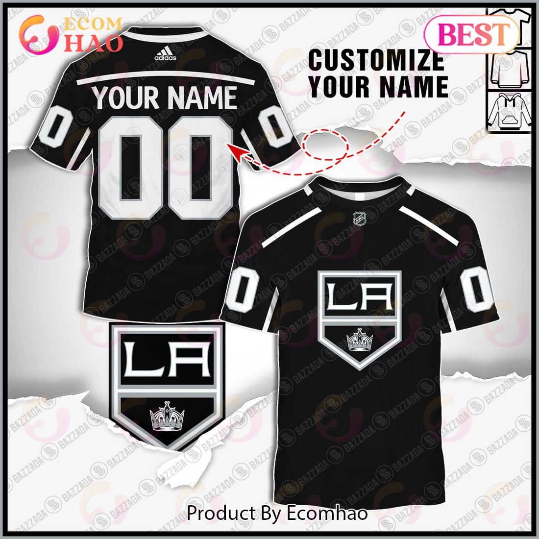 The best selling] Personalized NHL Los Angeles Kings Reverse Retro 2223  Style Best Combo 3D Shirt