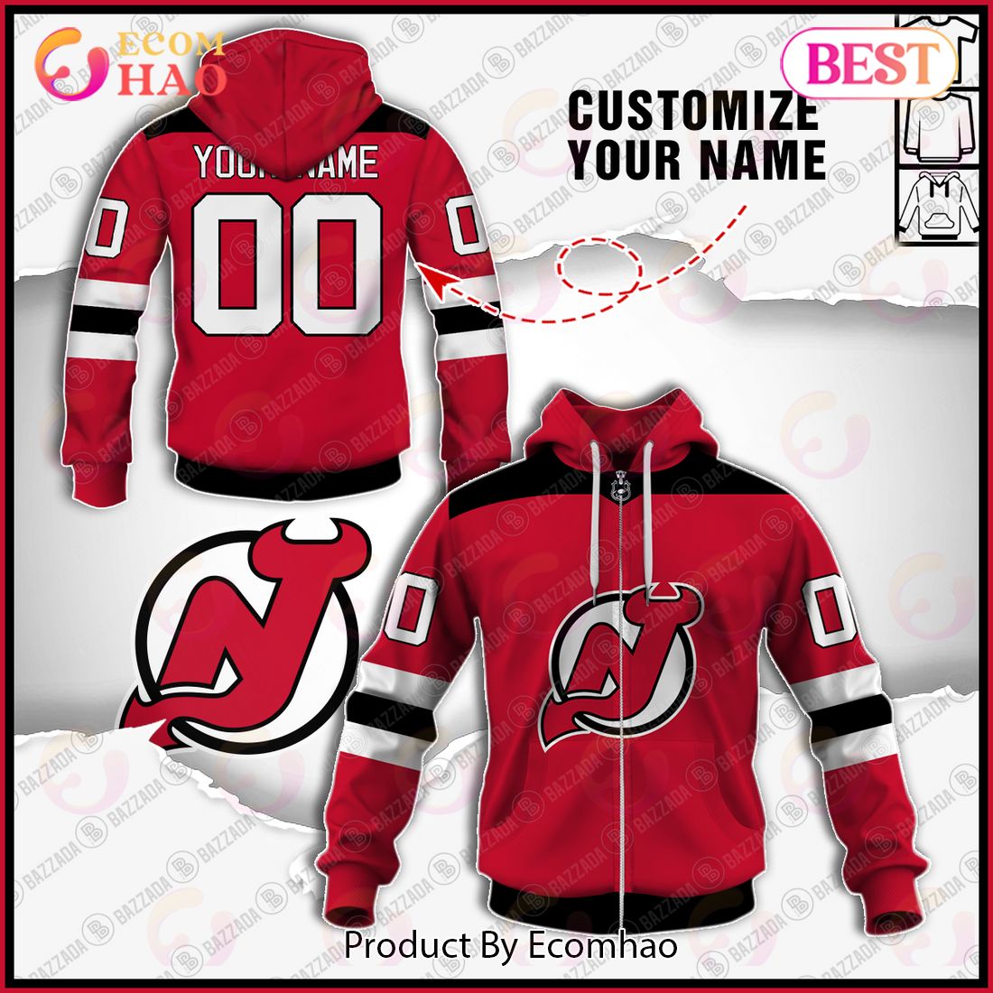 Personalize Special NHL New Jersey 3D Hoodie Devils 2022 Home Jersey 3D Hoodie