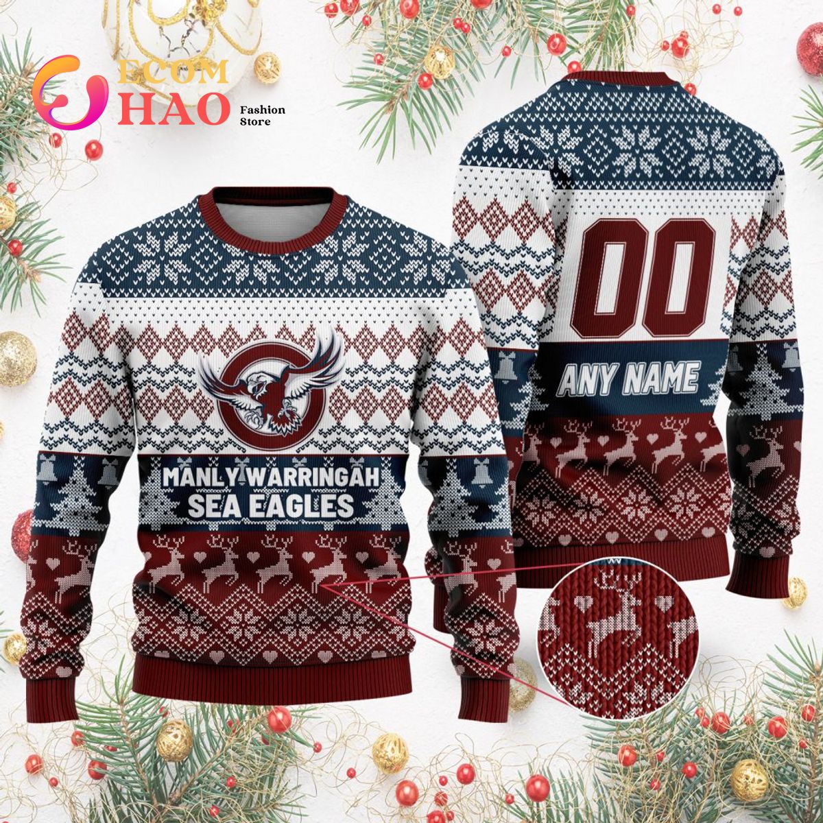 NRL Manly Warringah Sea Eagles Special Ugly Christmas Sweater