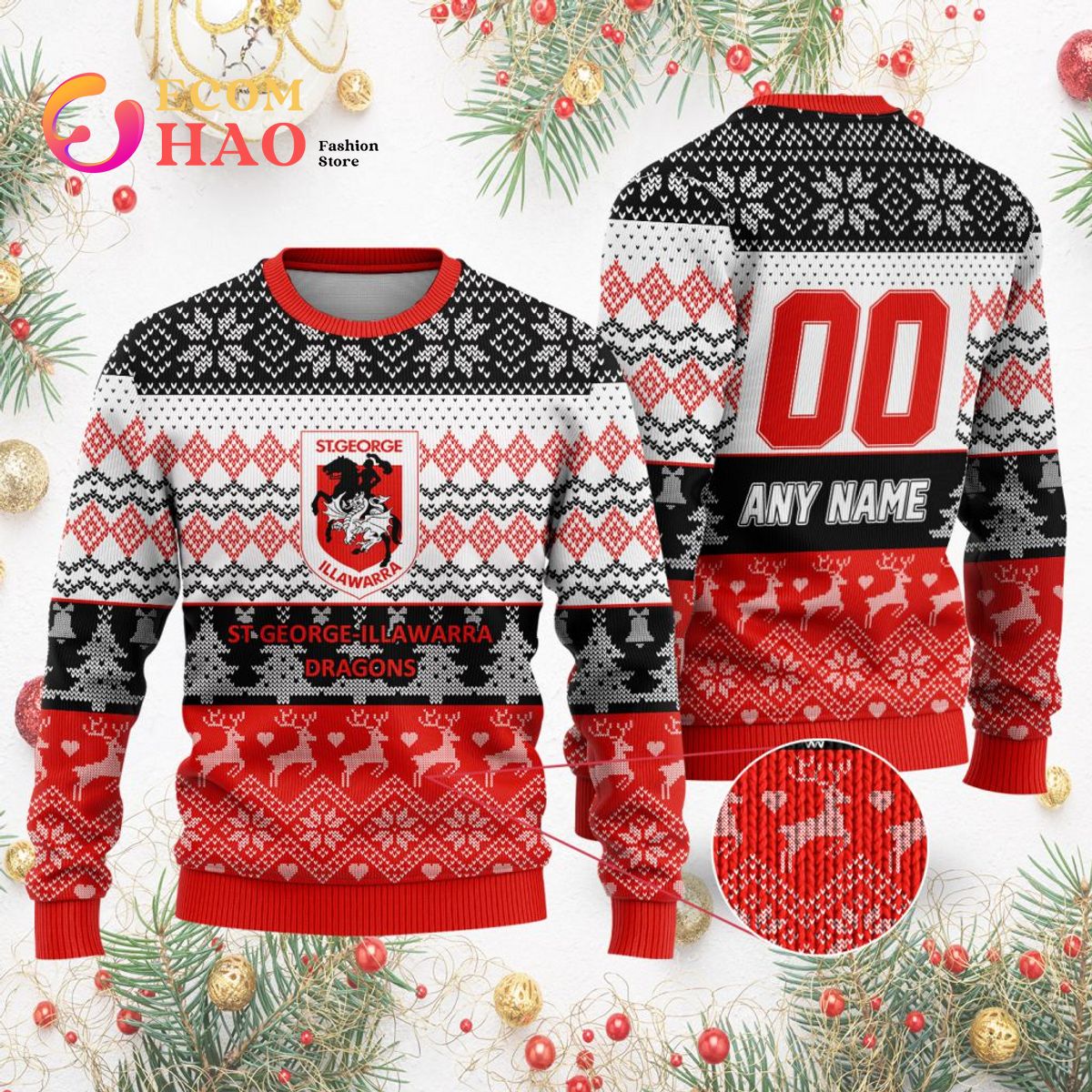 NRL St. George Illawarra Dragons Special Ugly Christmas Sweater