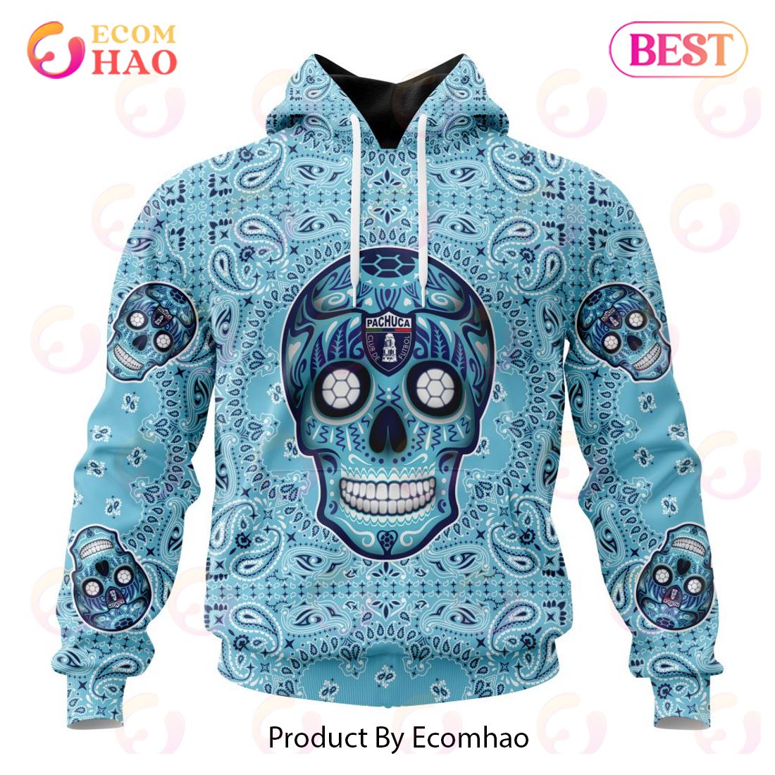 LIGA MX Atlas F.C Special Sugar Skull Kits For Dia De Muertos 3D Hoodie