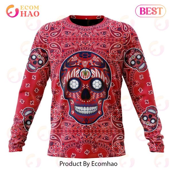 LIGA MX Chivas Guadalajara Special Sugar Skull Kits For Dia De Muertos 3D Hoodie