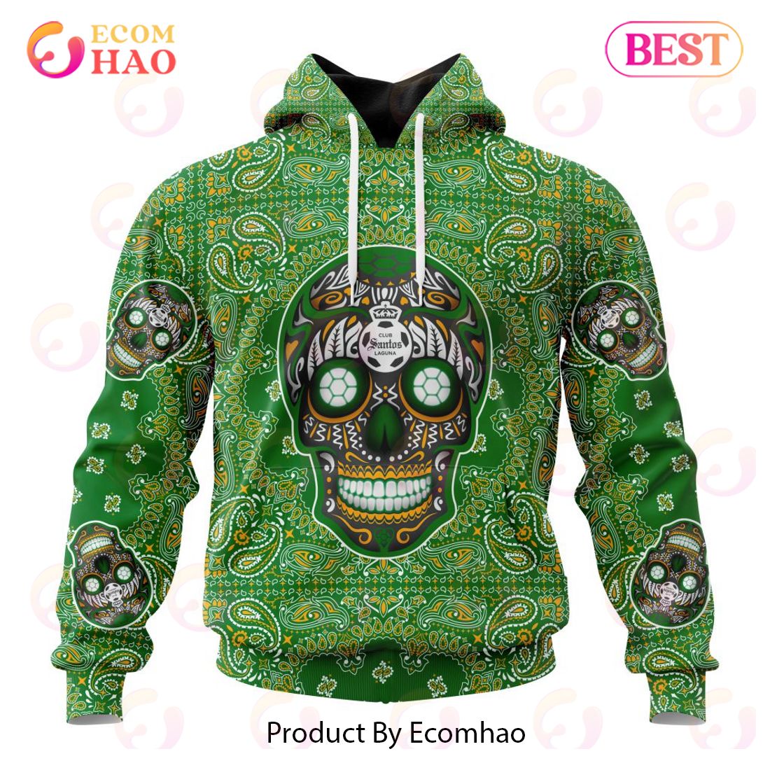 LIGA MX Club Puebla Special Sugar Skull Kits For Dia De Muertos 3D Hoodie