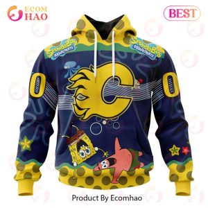 Calgary Flames Specialized Jersey With SpongeBob 3D Hoodie