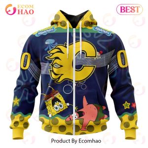 Calgary Flames Specialized Jersey With SpongeBob 3D Hoodie