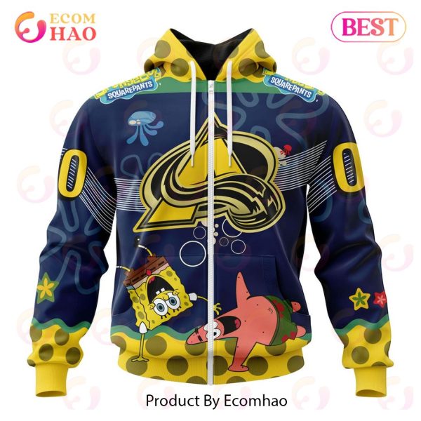 Colorado Avalanche Specialized Jersey With SpongeBob 3D Hoodie