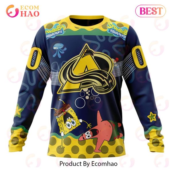 Colorado Avalanche Specialized Jersey With SpongeBob 3D Hoodie