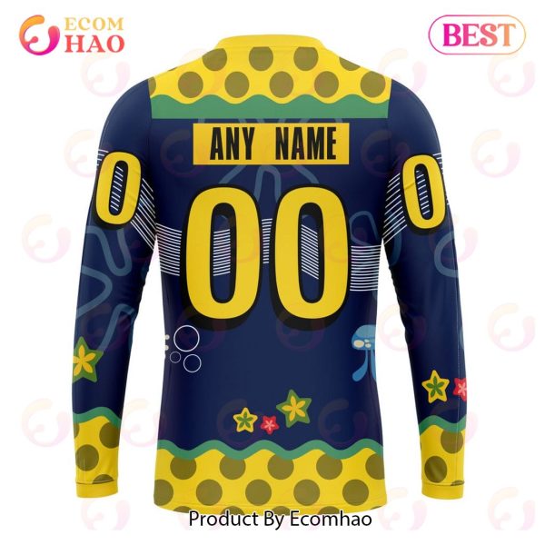 Colorado Avalanche Specialized Jersey With SpongeBob 3D Hoodie