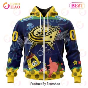 Columbus Blue Jackets Specialized Jersey With SpongeBob 3D Hoodie