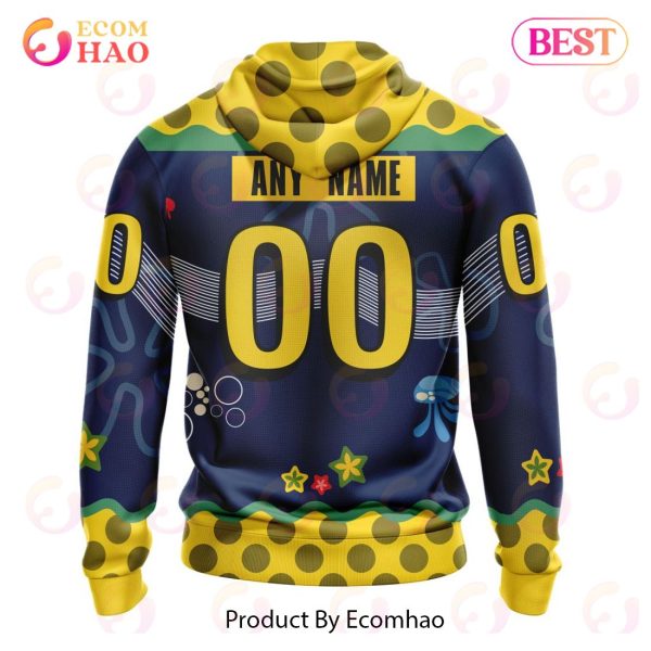 Columbus Blue Jackets Specialized Jersey With SpongeBob 3D Hoodie