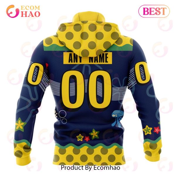 Columbus Blue Jackets Specialized Jersey With SpongeBob 3D Hoodie