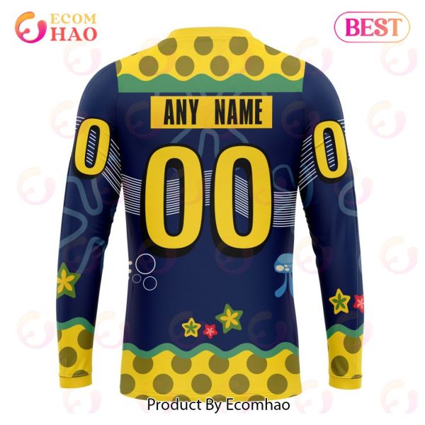 Columbus Blue Jackets Specialized Jersey With SpongeBob 3D Hoodie