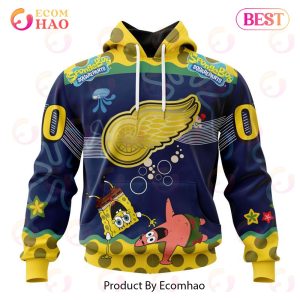 Detroit Red Wings Specialized Jersey With SpongeBob 3D Hoodie