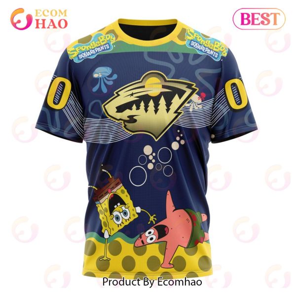 Minnesota Wild Specialized Jersey With SpongeBob 3D Hoodie