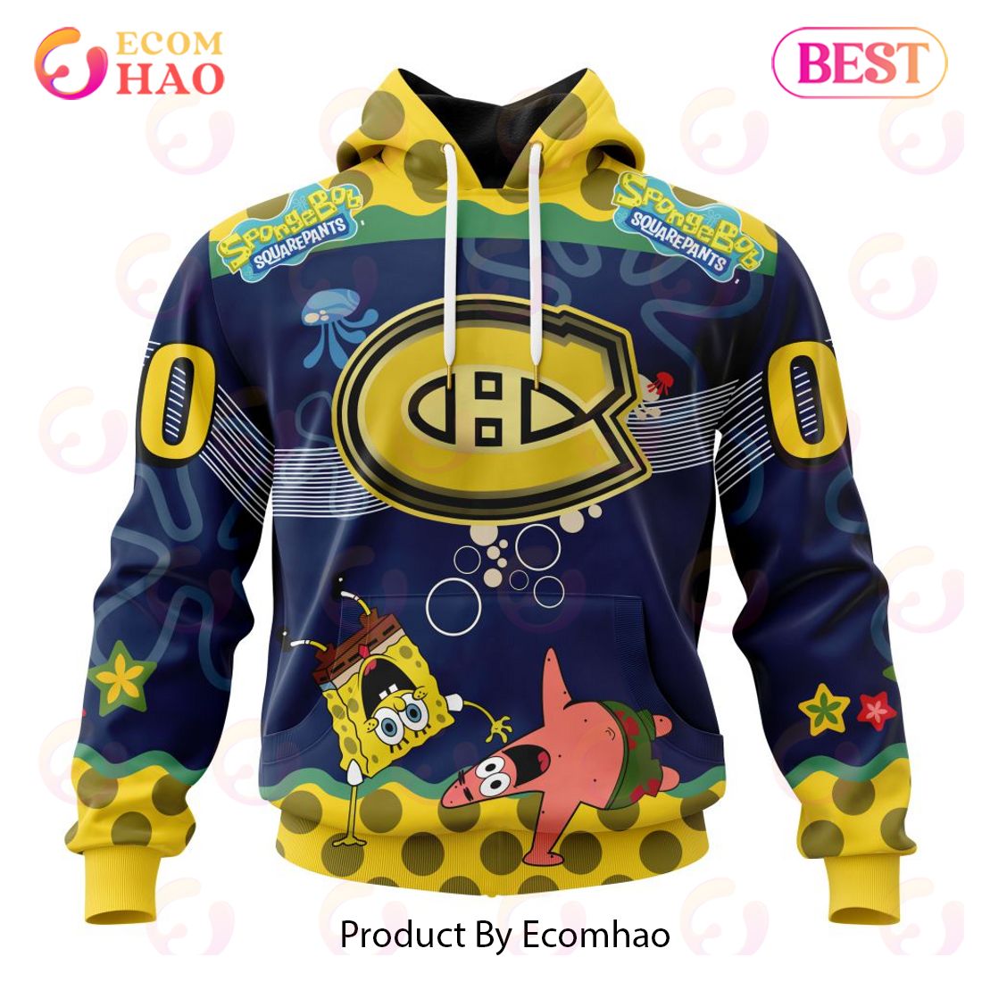 Montreal Canadiens Specialized Jersey With SpongeBob 3D Hoodie